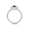 9ct White Gold 0.60ct Sapphire and Lab Grown Diamond Halo Solitaire Ring