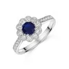 9ct White Gold 0.60ct Sapphire and Lab Grown Diamond Halo Solitaire Ring
