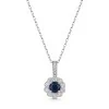 9ct White Gold 0.60ct Round Brilliant Sapphire and Lab Grown Diamond Halo Pendant