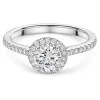 Platinum Lab Grown 0.75ct Round Brilliant Diamond Halo Shoulders Ring