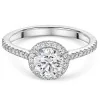 Platinum Lab Grown 1.00ct Round Brilliant Diamond Halo Shoulders Ring