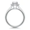 Platinum Lab Grown 1.00ct Oval Diamond Halo Shoulders Ring