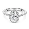 Platinum Lab Grown 1.50ct Oval Diamond Halo Shoulders Ring