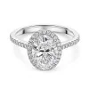 Platinum Lab Grown 2.00ct Oval Diamond Halo Shoulders Ring