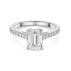 Platinum Lab Grown 2.00ct Emerald Diamond Shoulders Ring