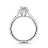 Platinum Lab Grown 1.00ct Emerald Diamond Shoulders Halo Ring