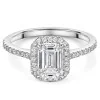 Platinum Lab Grown 1.50ct Emerald Diamond Shoulders Halo
