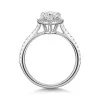 Platinum Lab Grown 1.50ct Pear Diamond Halo Shoulders Ring