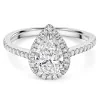 Platinum Lab Grown 1.50ct Pear Diamond Halo Shoulders Ring