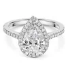 Platinum Lab Grown 2.00ct Pear Diamond Halo Shoulders Ring