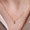 9ct Yellow Gold Round Brilliant Peridot Solitaire Pendant Charm
