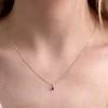 9ct White Gold Round Brilliant Blue Sapphire Solitaire Pendant Charm