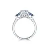 Platinum Brilliant Cut 1.50ct Diamond Sapphire Three Stone Ring