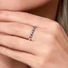 9ct White Gold 0.14ct Diamond and 0.14ct Sapphire Ring