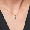 9ct Yellow Gold Diamond and 0.04ct Emerald Pendant