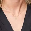 9ct Yellow Gold Diamond and 0.06 Sapphire Pendant