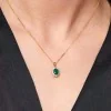 18ct Yellow Gold Brilliant Cut 0.22ct Diamond and 0.68ct Emerald Halo Pendant