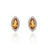 18ct White Gold Diamond 0.14ct and Citrine 0.97ct Halo Earrings