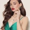 Silver Emerald Cut Forest Green Crystal and Cubic Zirconia Halo Drop Earrings