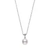 Mikimoto Classic 18ct White Gold Pearl and 0.08ct Diamond Pendant Necklace PPL10149DW
