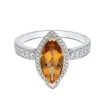 18ct White Gold 0.34ct Diamond and Citrine 1.48ct Halo Ring