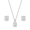9ct White Gold Round Brilliant Cubic Zirconia Pendant and Earrings Set