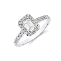 Platinum Emerald Cut 0.80ct Diamond Halo Ring