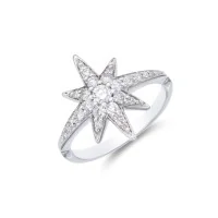 9ct White Gold Brilliant Cut Diamond 0.45ct Pave Star Ring