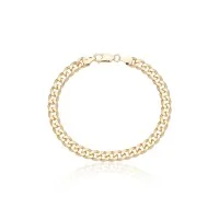 Silver Yellow Gold Plated 6.2mm Curb Bracelet