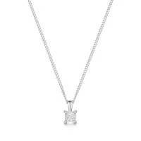 18ct White gold 0.30ct Princess Cut Diamond Solitaire Pendant