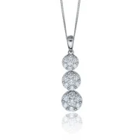 18ct White Gold Brilliant Cut 1.05ct Diamond Drop Cluster Pendant