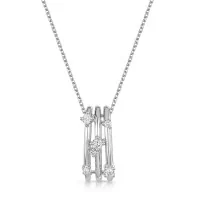 9ct White Gold Round Brilliant 0.15ct Diamond Multi Strand Pendant