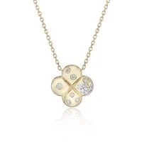 18ct Yellow Gold 0.21ct Round Brilliant Cluster Flower Style Pendant