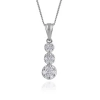 9ct White Gold Brilliant Cut 0.50ct Diamond Cluster Drop Pendant