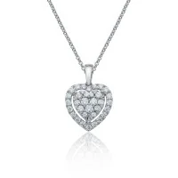 9ct White Gold Brilliant Cut 0.50ct Heart Shaped Diamond Halo Pendant