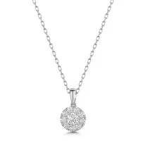 9ct White Gold Round Brilliant 0.55ct Diamond Illusion Style Pendant