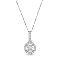 9ct White Gold 0.33ct Round Brilliant Diamond Illusion Style Halo Drop Pendant