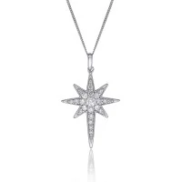 9ct White Gold Brilliant Cut Diamond 0.44ct Pave Star Necklace