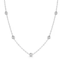 9ct White Gold Rub Over Staggered 0.40ct Diamond Necklet