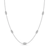 9ct White Gold 0.18ct Diamond Cluster Staggered Necklet