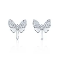 9ct White Gold Brilliant Cut 0.65ct Diamond Butterfly Earrings