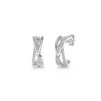 18ct White Gold Princess & Round Brilliant Cut 0.60ct Diamond Multi Strand Cross Over Earrings