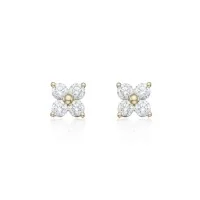 18ct Yellow Gold 0.80ct Round Brilliant Flower Cluster Diamond Earrings