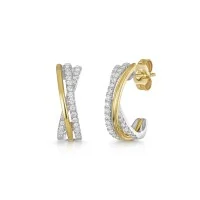 18ct Yellow Gold Round Brilliant 0.33ct Diamond Multi Strand Cross Over Earrings