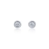9ct White Gold Round Brilliant 0.10ct Diamond Bezel Set Earrings