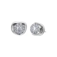 9ct White Gold Brilliant Cut 0.13ct Diamond Cluster Stud Earrings