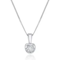 9ct White Gold Brilliant Cut 0.05ct Diamond Cluster Pendant