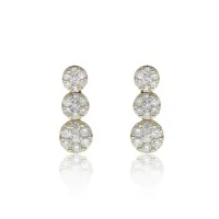 9ct Yellow Gold Round Brilliant 1.00ct Diamond Cluster Drop Earrings