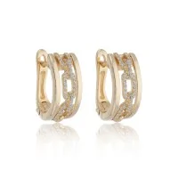 9ct Yellow Gold Brilliant Cut 0.46ct Link Diamond Hoop Earrings