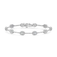 18ct White Gold Oval and Round Brilliant 3.25ct Diamond Cluster Bracelet